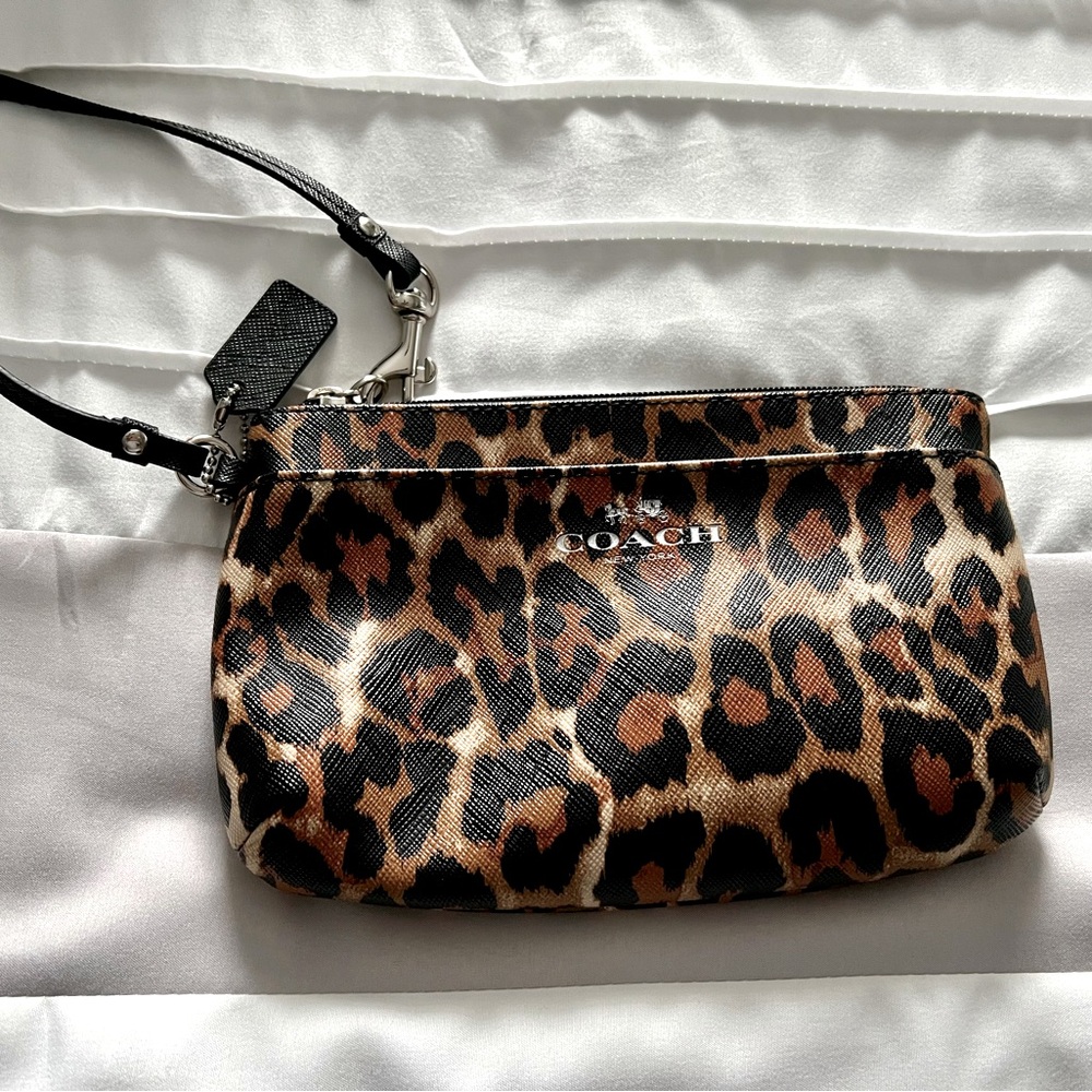 Coach Leopard Print Wristlet Purse